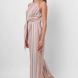 Multicolor Sleeveless Linen Jumpsuit with Front Knot - Western Era Jumpsuits for women
