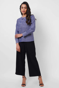 Neck Tie Up Denim Shirt Top