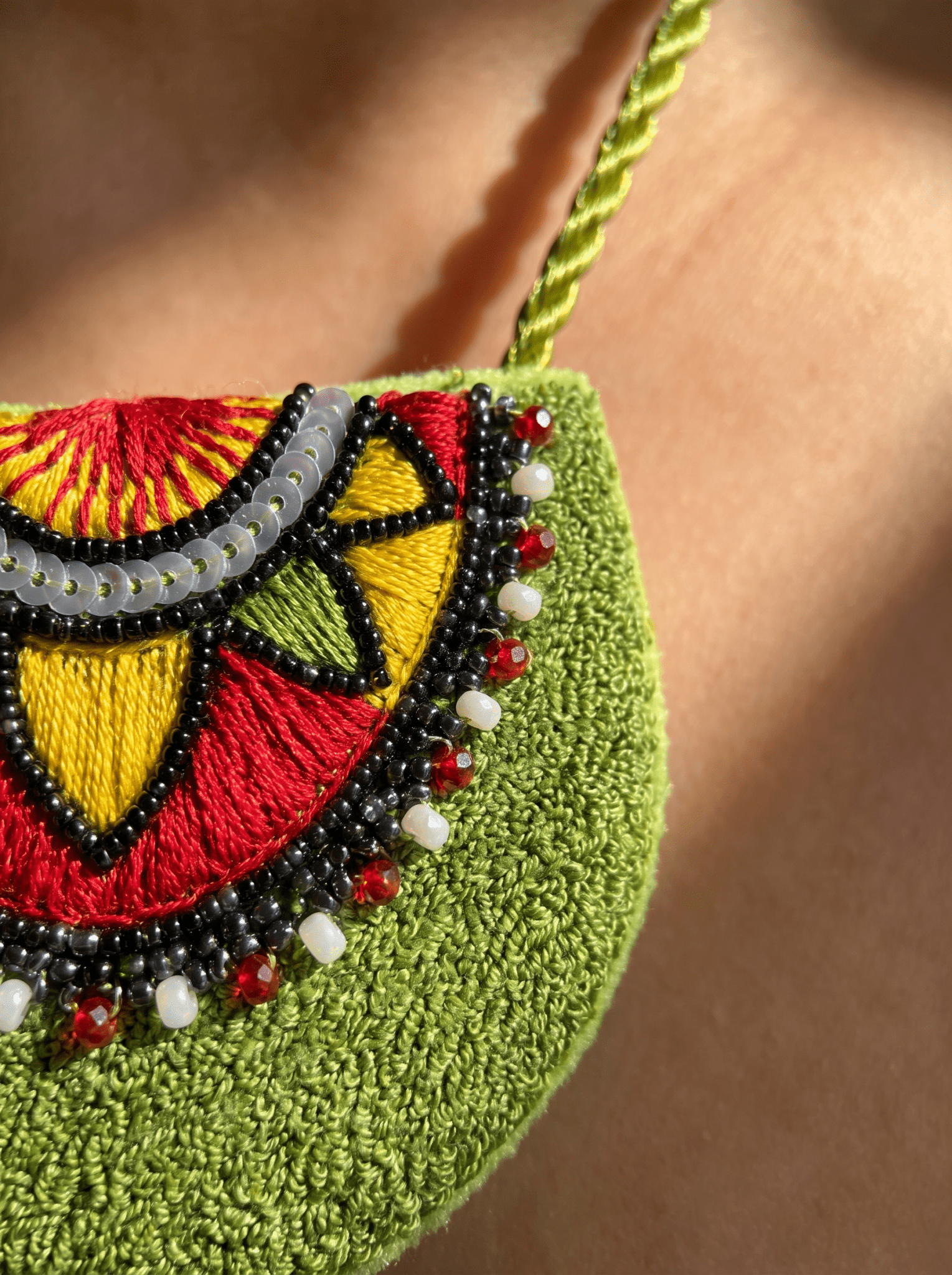 Necklace Featuring Intricate Multicolour Thread Embroidery & Delicate Beadwork. - Western Era Accessories for women