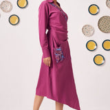 Neyona Embroidered Wrap Dress with Patch Pockets - Western Era Dresses for women