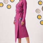 Neyona Embroidered Wrap Dress with Patch Pockets - Western Era Dresses for women