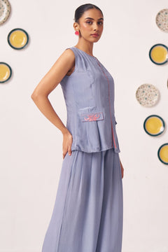 Nira Slate Blue Sleeveless Top