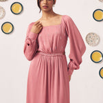 Nyra Dusty Rose Maxi Dress - Western Era Dresses for women