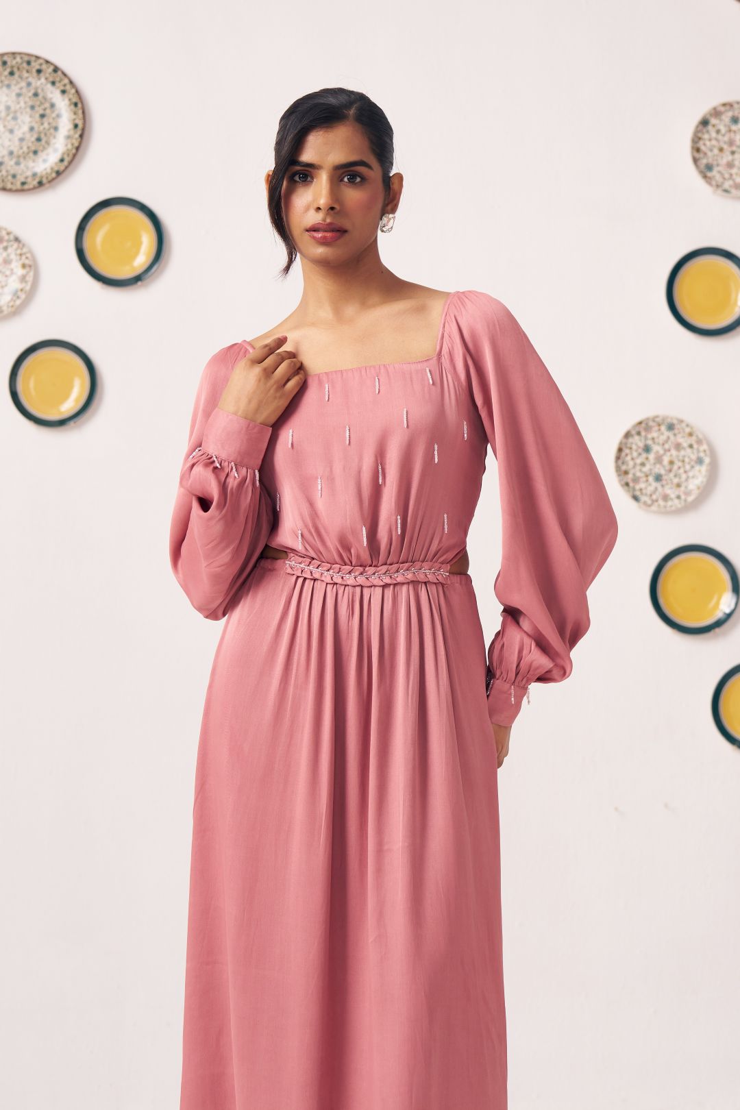 Nyra Dusty Rose Maxi Dress - Western Era Dresses for women