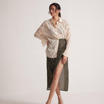 Off - White Oversized Cotton Shirt With Front Dori Embroidery - Western Era Tops for women