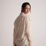 Off - White Oversized Cotton Shirt With Front Dori Embroidery - Western Era Tops for women