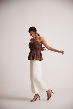 off white wide leg with side pocket cotton trouser - Western Era trousers for women