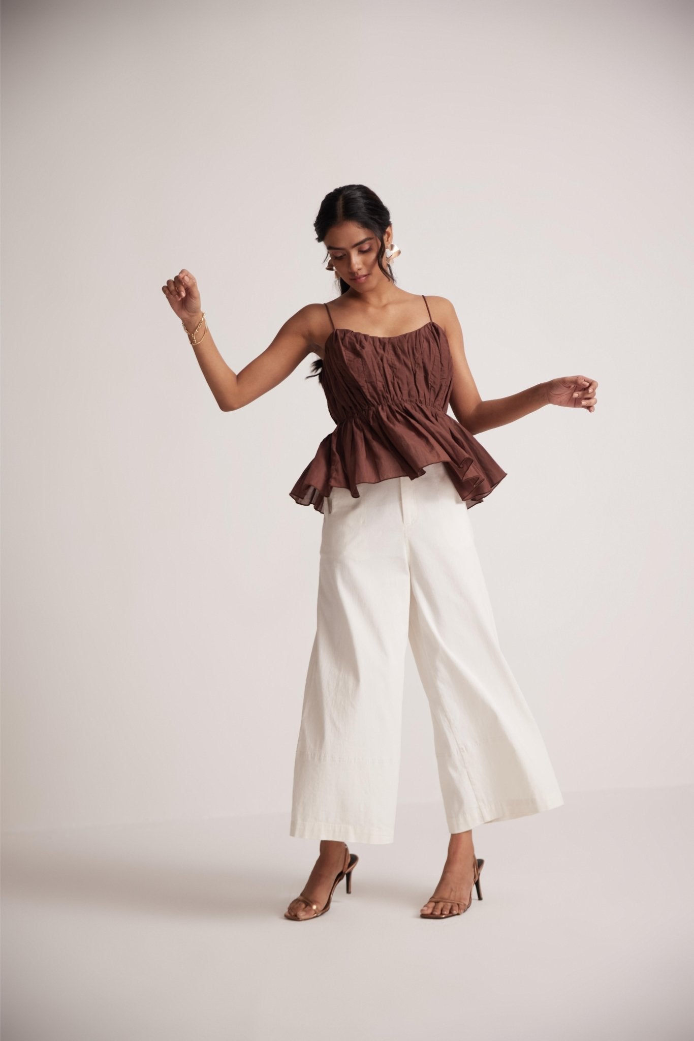 off white wide leg with side pocket cotton trouser - Western Era trousers for women