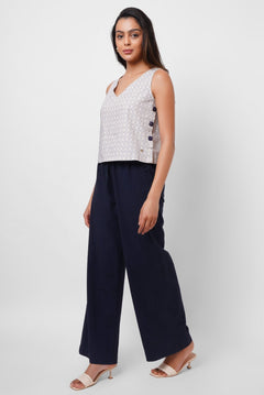 Office Wear Ivory Top With Side Buttons - Western Era Tops for women