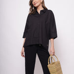 Office Wear Oversized High Low Black Shirt - Western Era Tops for women