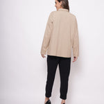 Office Wear Oversized High Low Brown Shirt - Western Era Tops for women