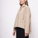 Office Wear Oversized High Low Brown Shirt - Western Era Tops for women