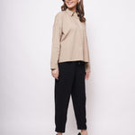 Office Wear Oversized High Low Brown Shirt - Western Era Tops for women