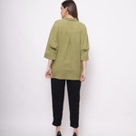 Office Wear Oversized High Low Green Shirt - Western Era Tops for women