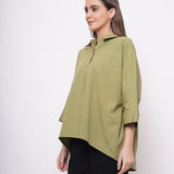 Office Wear Oversized High Low Green Shirt - Western Era Tops for women