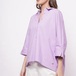 Office Wear Oversized High Low Lavender Shirt - Western Era Tops for women