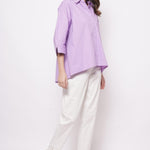 Office Wear Oversized High Low Lavender Shirt - Western Era Tops for women