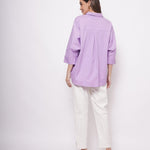 Office Wear Oversized High Low Lavender Shirt - Western Era Tops for women