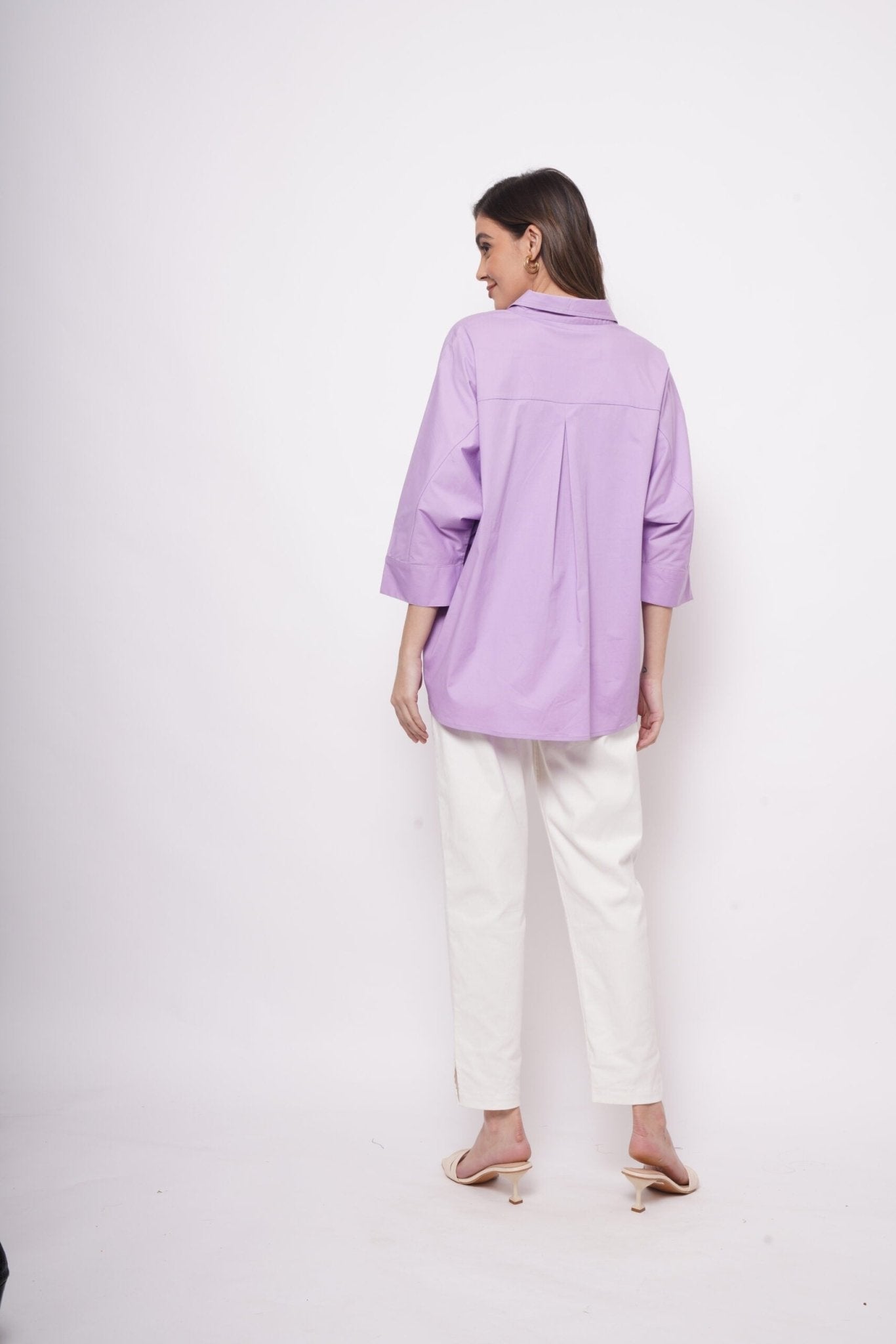 Office Wear Oversized High Low Lavender Shirt - Western Era Tops for women