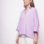 Office Wear Oversized High Low Lavender Shirt - Western Era Tops for women