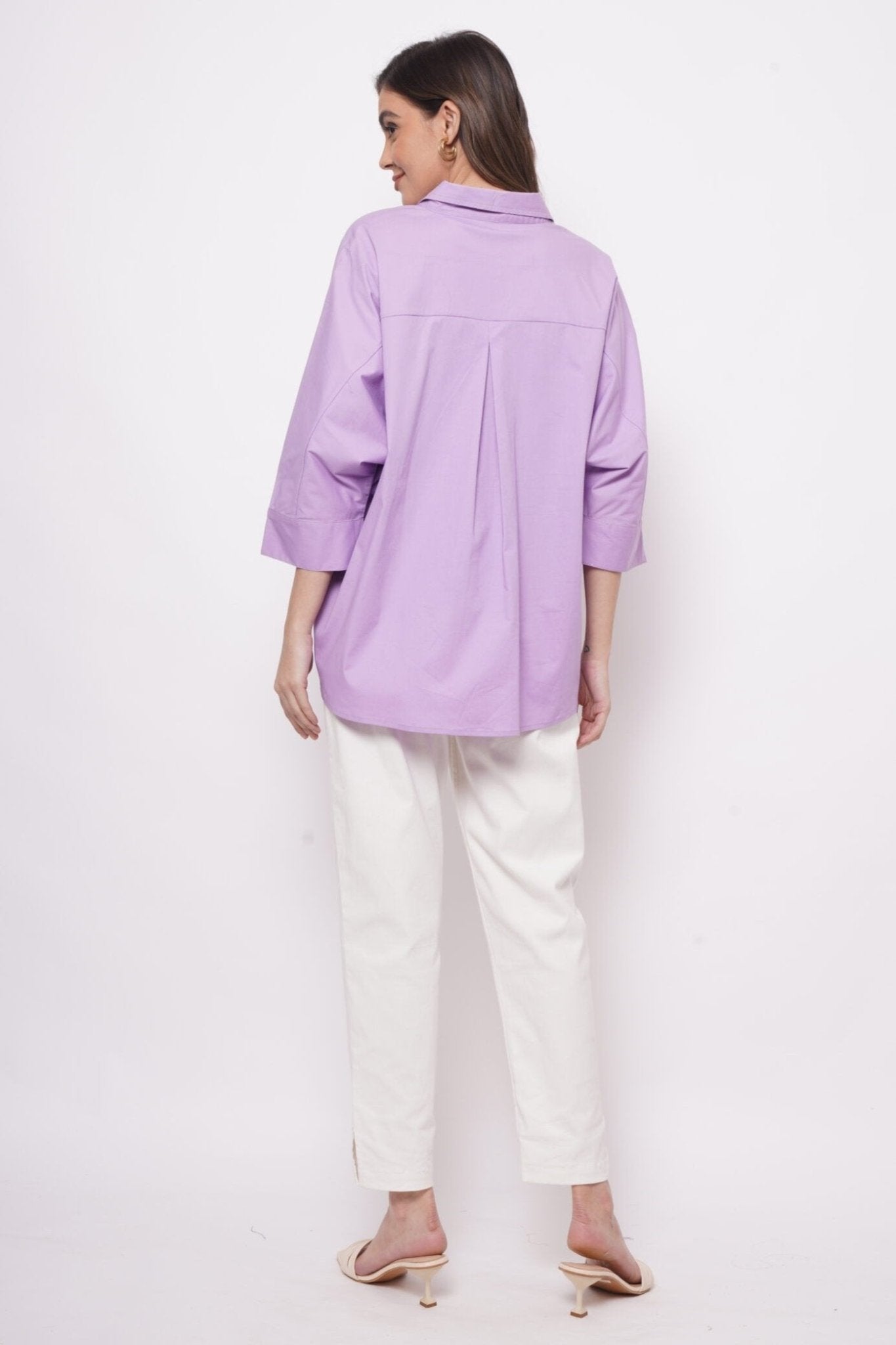 Office Wear Oversized High Low Lavender Shirt - Western Era Tops for women