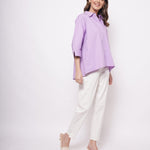 Office Wear Oversized High Low Lavender Shirt - Western Era Tops for women