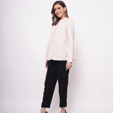 Office Wear Pin Tuck Linen Pink Shirt - Western Era Tops for women