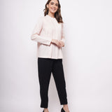 Office Wear Pin Tuck Linen Pink Shirt - Western Era Tops for women