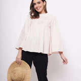 Office Wear Pintuck Light Pink Top - Western Era Tops for women