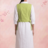 Olive Crossloom Floral Embroidery With Side Knot Overtop - Western Era Tops for women
