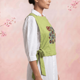 Olive Crossloom Floral Embroidery With Side Knot Overtop - Western Era Tops for women