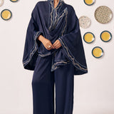 Ora Navy Blue Draped Cape Top - Western Era Tops for women