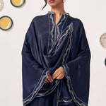Ora Navy Blue Draped Cape Top - Western Era Tops for women