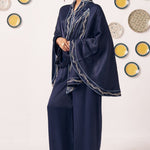 Ora Navy Blue Draped Cape Top - Western Era Tops for women
