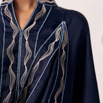 Ora Navy Blue Draped Cape Top - Western Era Tops for women