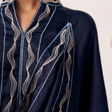 Ora Navy Blue Draped Cape Top - Western Era Tops for women