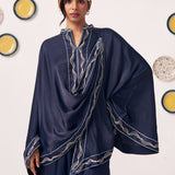 Ora Navy Blue Draped Cape Top - Western Era Tops for women