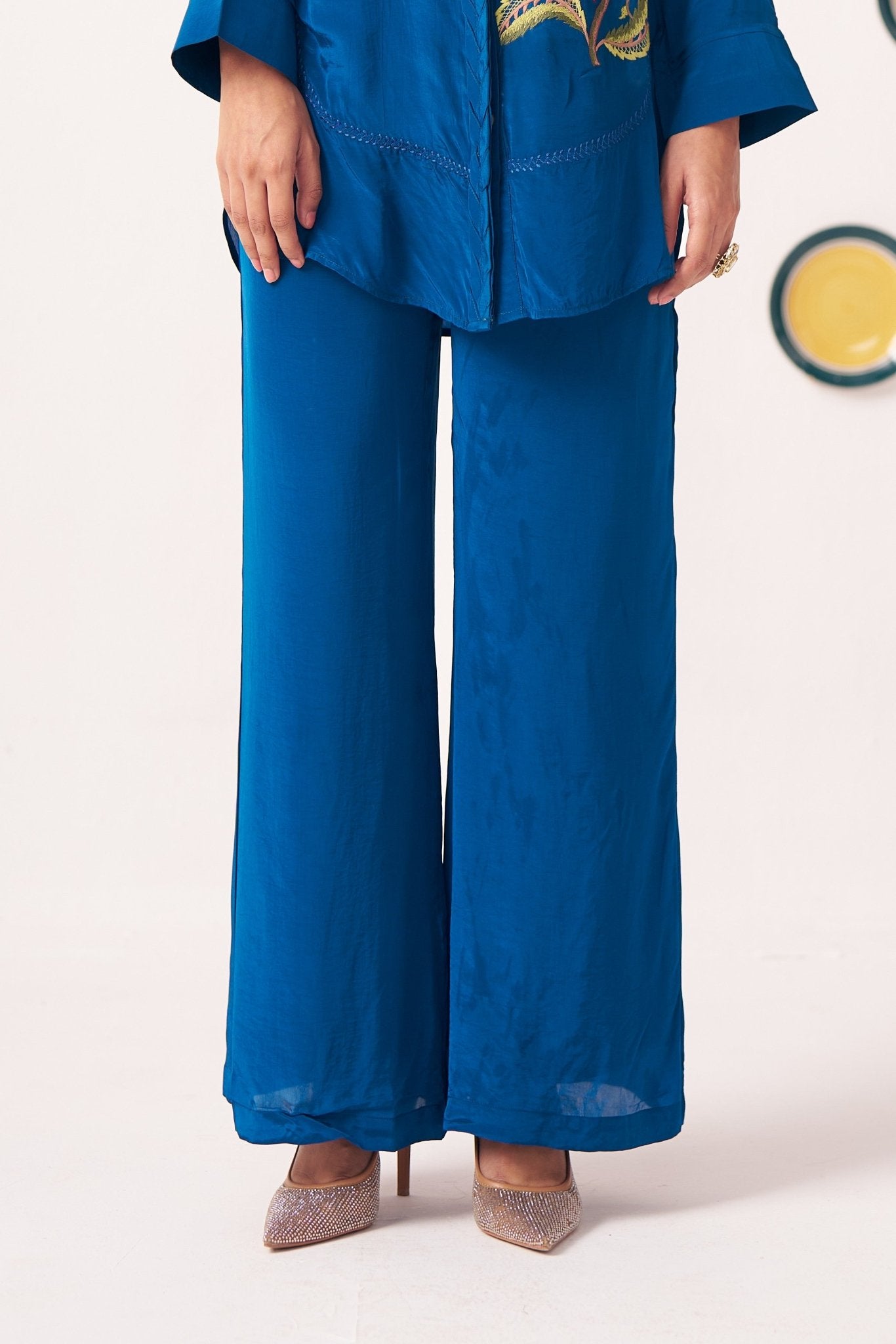 Oryna Wide Leg Teal Trouser - Western Era trousers for women