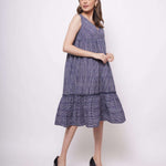 Oversized Blue White Pinstripe Long Dress - Western Era Dresses for women