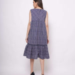 Oversized Blue White Pinstripe Long Dress - Western Era Dresses for women