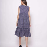 Oversized Blue White Pinstripe Long Dress - Western Era Dresses for women