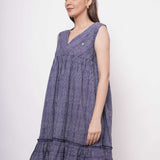 Oversized Blue White Pinstripe Long Dress - Western Era Dresses for women