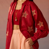 Oversized Shirt with Star Applique - Western Era Tops for women