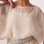 Oyster Ivory Sheer Top & Wide - Leg Pants Co - Ord Set - Western Era Co - ord set for women