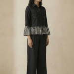 Panel Stripe Shirt In Top Stitch With Trouser Co - ord Set - Western Era Co - ord set for women