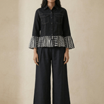 Panel Stripe Shirt In Top Stitch With Trouser Co - ord Set - Western Era Co - ord set for women