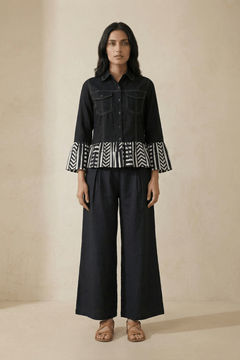 Panel Stripe Shirt In Top Stitch With Trouser Co - ord Set - Western Era Co - ord set for women