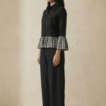 Panel Stripe Shirt In Top Stitch With Trouser Co - ord Set - Western Era Co - ord set for women
