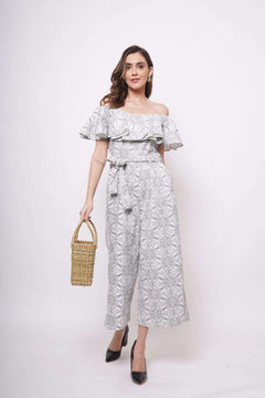 Party Wear Off Shoulder Jumpsuit with Knotting