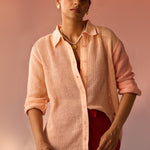 Peach Mesh Oversized Shirt - Western Era Tops for women